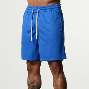 Men's Solid Blue Bermuda Shorts Mid Waist <b>Elastic</b> Comfortable Casual Wear Breathable Polyester Fabric - Product Image 5