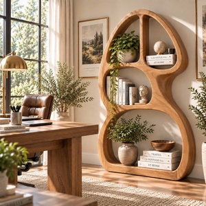 Estantería Moderna de Madera con Curvas Orgánicas y Estantes Fluidos para una Biblioteca Artística en el Hogar o un Elegante Adorno para la Sala de Estar - Product Image 4