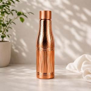Handmade Pure <b>Copper</b> Drinking Bottle Traditional Water Flask Reusable Leak-Proof Dishwasher Safe <b>Screw</b>-On Lid Hydration Bottle - Product Image 6