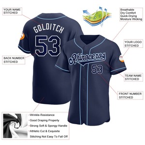Anti-Bacterial Top Quality OMMiZ women Custom <b>Navy</b> <b>Navy</b>-Powder Blue Authentic <b>Baseball</b> Jersey (16) - Product Image 4
