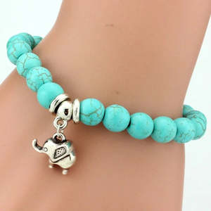 <b>Boho</b> Beaded Elephant <b>Bracelet</b> with Pearl and Diamond Accents-Alloy Jewelry for Wedding Party or Gift - Product Image 1