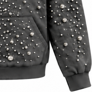 Sweat à capuche unisexe oversize en perles de charbon de bois, style streetwear, avec cordon de serrage et poche kangourou, personnalisable - Product Image 6