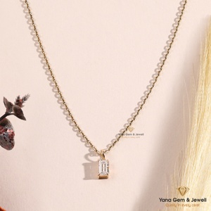 Pendentif en or jaune massif 14 carats personnalisé avec initiale B, diamant cultivé en laboratoire CVD de couleur F, clarté VS1, 1,00 carat, pour femme - Product Image 1