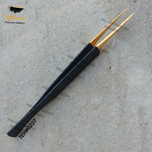Pince à épiler pour extensions de cils en acier inoxydable, pointe en fibre noire mate, pour volume - Product Image 4
