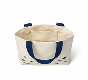 Sac fourre-tout en toile à motif géométrique bleu marine avec poignées, taille moyenne, pour usage quotidien et courses - Product Image 4