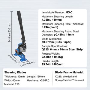 Cesoia Manuale per Lamiere Metalliche da 5 Pollici HS-5, Taglierina da Banco in Acciaio Q235 per Lavorazioni Artigianali e Lavorazione di Acciaio Spesso - Product Image 2