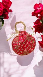 GUIDE EMBROIDERED BEADED DRAWSTRING Potli Bag Evening Party Handbag Bridal <b>Wedding</b> Purse Jewelry Cosmetics Packaging - Product Image 2