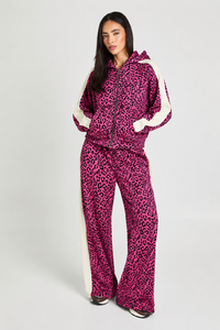 Sweat à capuche zippé pour femme, imprimé léopard rose, en polaire premium, style streetwear décontracté, tissu doux, sweat à capuche personnalisé, saison hiver, pour femme. - Product Image 5