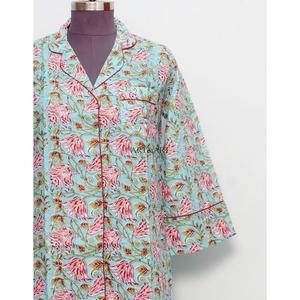 Indian Cotton Digital Printed Floral Pattern Evening Bridal V-Neck 3/4Sleeve Midi long shirt <b>Dress</b> for Women Eco-Friendly - Product Image 2