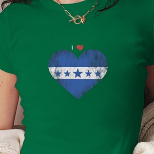 Camiseta corta de moda de mujer corazón Bandera de Honduras - Product Image 2