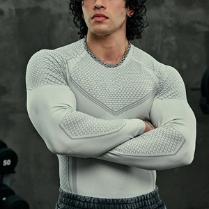 T-shirt moulant sans couture à manches longues pour homme OEM ODM, séchage rapide, idéal pour l'entraînement, la gym, le sport, sous-vêtement de fitness - Product Image 5
