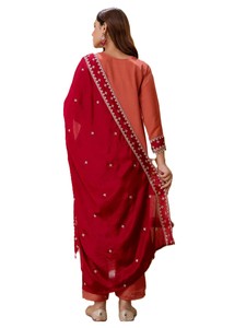 Chinon de style marocain de haute qualité et à prix abordable avec bordure brodée, matière pour Salwar Kameez islamique, décontracté, en stock - Product Image 4
