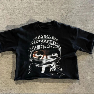 T-shirt graphique noir pour homme, imprimé œil, streetwear, coupe ample, décontracté, coton, tendance, mode urbaine, tee-shirt d'été - Product Image 5