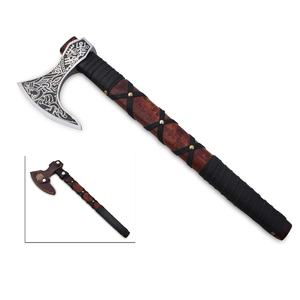 Hand Forged Industrial <b>Axe</b> <b>Handle</b> Custom Carbon Steel <b>Axe</b> Custom <b>Handle</b> Viking <b>Axe</b> with Leather Sheath for Sale - Product Image 4