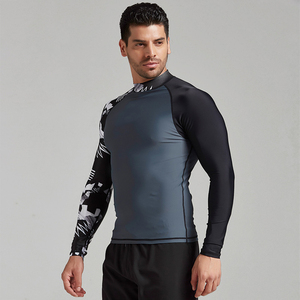 Green Custom Sublimation Printed Sun Protection Clothing <b>Men's</b> Full Sleeve Hooded Rash Guard Breathable Cool Touch Quick Front - Product Image 5