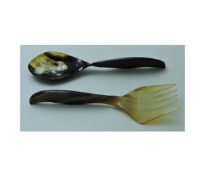 Juego de 2 servidores de ensalada de cuerno, hechos a mano con cuerno natural de búfalo, a un precio asequible. - Product Image 6