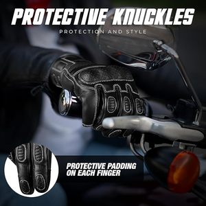Guantes de Motocicleta de Cuero Genuino con Logotipo Personalizado, Protección Completa para los Dedos y Nudillos, Pantalla Táctil, para Carreras y Turismo - Product Image 3