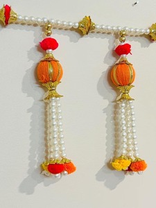 Guirnaldas Decorativas Tradicionales de Lujo para Puertas, con Perlas Artificiales y Pompones, para la Festividad Diwali India - Product Image 5