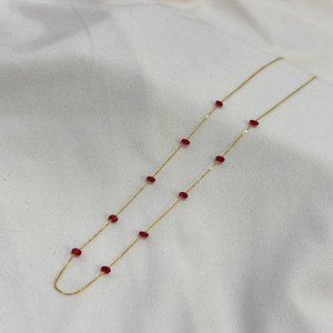 Collar de oro de 18 quilates con gema roja, cadena vibrante color rubí para mujer, joyería de lujo unisex, sofisticada y moderna para usar en capas. - Product Image 5