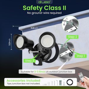25W LED Security Flood Lights 2000LM Outdoor Motion Sensor Remote Dimmable Brightness 3000K-6500K Color <b>Range</b> - Product Image 3