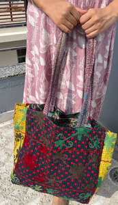 Cotton Kantha Suzani Embroidered Shoulder <b>Bag</b> – Handmade Bohemian Tote, Traditional <b>Indian</b> Textile Handbag, Vintage Floral <b>Bag</b> - Product Image 4