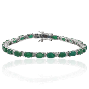 Pulsera de Tenis Impresionante con Esmeralda Natural de Corte Oval y Diamantes Redondos de Calidad Premium, Joyería Fina, Piedra de Nacimiento de Mayo - Product Image 1