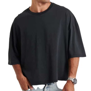 Haute qualité lavé à l'acide poids lourd Boxy coton personnalisable Vintage goutte épaule conception hommes surdimensionné Hip Hop T-Shirt - Product Image 6