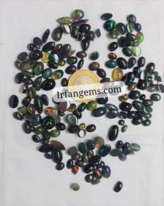 Magnifique Opale Noire Éthiopienne de Qualité Supérieure, Pierre Précieuse Naturelle Multi-Feu, Formes Mixtes, Cabochon, pour la Fabrication de Bijoux - Product Image 1
