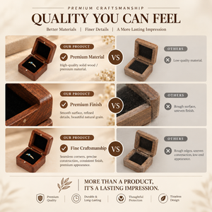 Caja de Anillo de Madera de Nogal de Lujo con Forro de Terciopelo Negro – Elegante Caja de Regalo para Joyería - Product Image 2