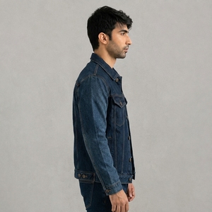 Vestes en jean pour hommes sur mesure OEM, coupe oversize, manches longues, boutonnées, de haute qualité avec poches, grandes tailles 2026 - Product Image 3