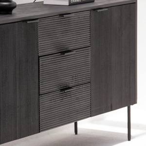 Buffet à 3 tiroirs et 2 portes Vandana Pebble Zenova Noir pour un rangement moderne et élégant à la maison - Product Image 6