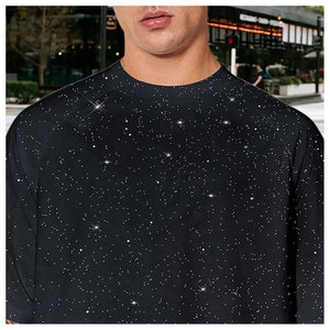 เสื้อยืดคอกลมแขนสั้นผู้ชายสีดำประดับเพชรเทียม โลโก้ด้านหน้า ผ้าฝ้าย 100% เป็นมิตรกับสิ่งแวดล้อม ระบายอากาศได้ดี สวมใส่สบาย - Product Image 5