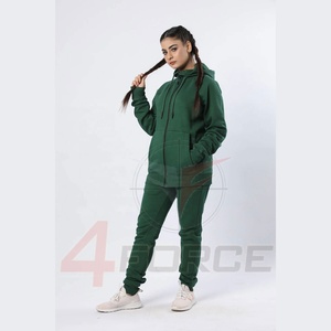 Conjunto Deportivo de Dos Piezas para Mujer, Sudadera con Capucha y Cremallera Informal de Invierno y Pantalones Jogger, Tejido de Algodón, Transpirable, Cortavientos, Ajuste Holgado, Ropa Deportiva Informal - Product Image 3