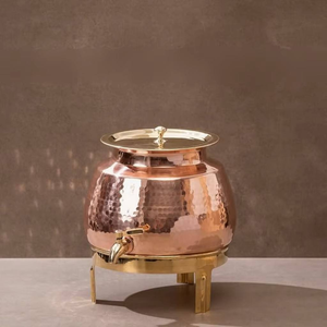 Hammered Copper Beverage <b>Dispenser</b> <b>with</b> <b>Tap</b>, Brass Lid and Stand, Vintage <b>Drink</b> Server for Home, Hotel, Restaurant & Events - Product Image 4
