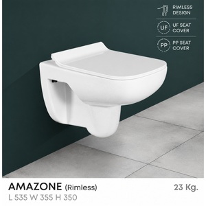 WC mural moderne sans bride en céramique monobloc, cuvette allongée, chasse d'eau par siphon, écologique, facile à nettoyer, WC minimaliste - Product Image 2