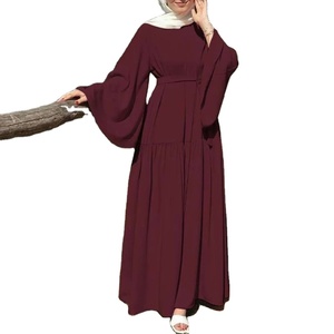 Abayas maxi modestes personnalisées pour femmes avec manches longues évasées en viscose Ramadan et vêtements de prière - Product Image 2