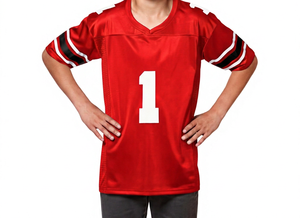 Maillot de football sublimé personnalisé, noir uni, uniforme de football américain, col en V, vêtements de sport d'équipe pour hommes et garçons - Product Image 2
