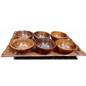 Juego de Fruteros Ovalados de Madera de Sheesham con Incrustaciones de Latón - Fruteros Decorativos de Madera al por Mayor - Product Image 1