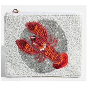 Monedero con Cierre de Cremallera y Diseño de Langosta con Cuentas, Ideal para Guardar Monedas, Tarjetas, Maquillaje y como Regalo - Product Image 1