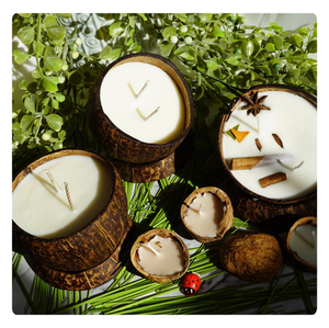 EN TENDENCIA: VELA DE CÁSCARA DE COCO CON CERA DE COCO PURO PARA SPA Y RELAJACIÓN - Product Image 1