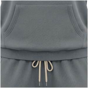 <b>Women</b> 100% Cotton Hooded Tracksuit Set Solid Gray Full Length Casual <b>Jogger</b> Sweatpants & Jacket Autumn Midweight <b>Fleece</b> - Product Image 4