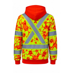 Custom Logo Reflective Hoodie Class <b>3</b> ANSI Certified Winter Hoodie Reflective Tape Heavy Duty Fleece HI Vis Safety Sweatshirt - Product Image 3