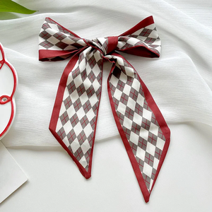 <b>Red</b> Series Flowers Bag Handbag Handle Ribbon <b>Scarf</b> Hair Head Band Neck <b>Scarf</b> Neckerchief <b>Scarf</b> Handle Wrap Silk Ribbon for Women - Product Image 4