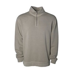 Sweat-shirt à col zippé pour homme, gris uni, coupe classique, confortable, col montant, athlétique, 100% coton, French Terry - Product Image 1