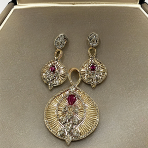 Conjunto de Pendientes y Colgantes de Diamantes Cultivados en Laboratorio de Alta Calidad, Elegantes, en Oro Rosa y Blanco con Piedras de Colores, Impresionante Lujo Artificial - Product Image 4