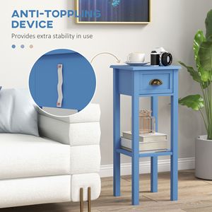 Tavolino Laterale a 2 Ripiani Azzurro con Cassetto e Ripiano per Soggiorno e Corridoio - Tavolo Console - Product Image 6