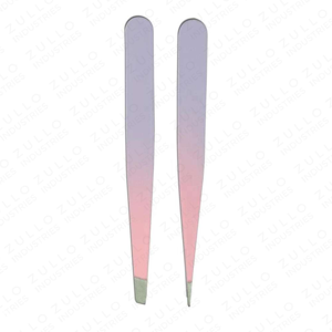 2PCS <b>Pink</b> Purple Gradient Stainless Steel Eyebrow Tweezers <b>Set</b> Custom Tip OEM Private Label Brow Shaping <b>Tool</b> - Product Image 5