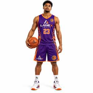 Ensemble de maillots et shorts de basket-ball personnalisés de couleur violette pour hommes et jeunes, uniformes sportifs professionnels pour équipes, impression par sublimation en gros - Product Image 2
