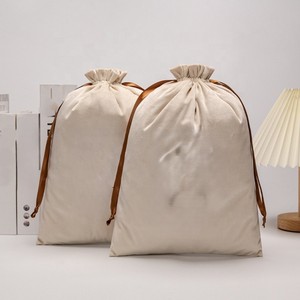 Sacs d'emballage personnalisés en polyester/coton avec cordon de serrage, imprimés numériquement, écologiques, lavables, réutilisables, résistants à l'eau - Product Image 2
