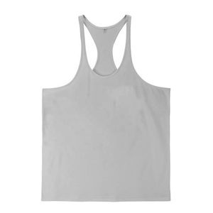 Camiseta sin mangas de algodón blanca para hombre, cuello redondo, informal, transpirable, de color sólido, para hacer ejercicio - Product Image 2